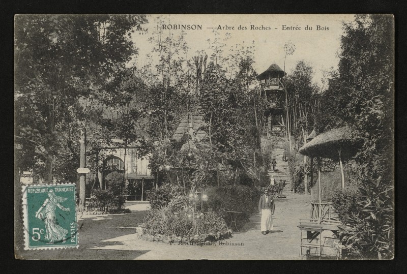 Carte postale ancienne Robinson - Arbre des Roches - Entrée du Bois au Plessis-Robinson
