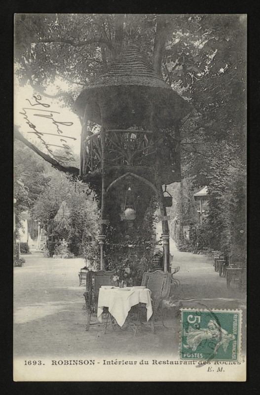 Carte postale ancienne Robinson - Intérieur du Restaurant des Roches au Plessis-Robinson