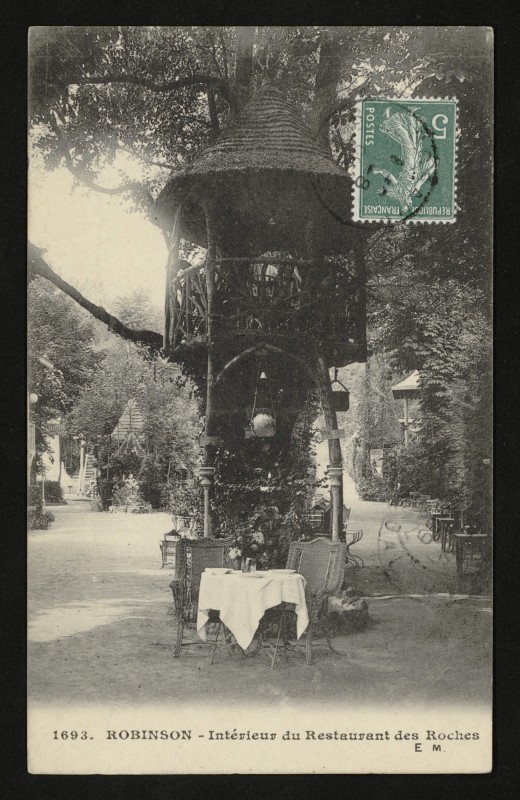 Carte postale ancienne Robinson - Intérieur du Restaurant des Roches au Plessis-Robinson