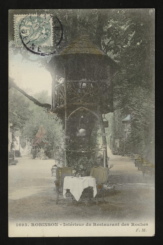 Carte postale ancienne Robinson - Intérieur du Restaurant des Roches au Plessis-Robinson