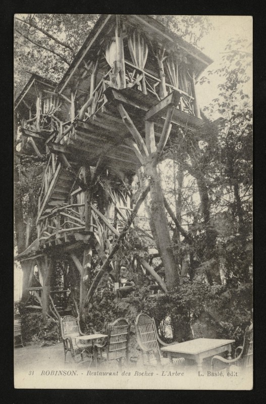 Carte postale ancienne Robinson - Restaurant des Roches - L'Arbre au Plessis-Robinson
