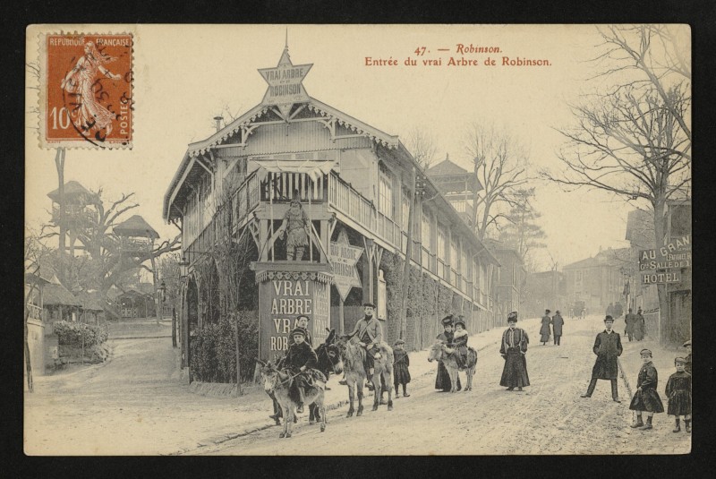 Carte postale ancienne Robinson - Entrée du vrai Arbre de Robinson au Plessis-Robinson