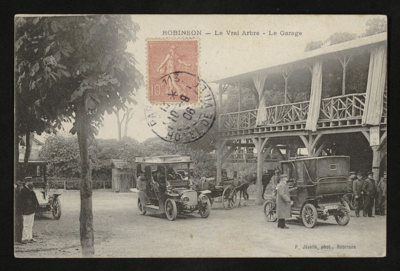 Carte postale ancienne Robinson - Le Vrai Arbre - Le Garage au Plessis-Robinson