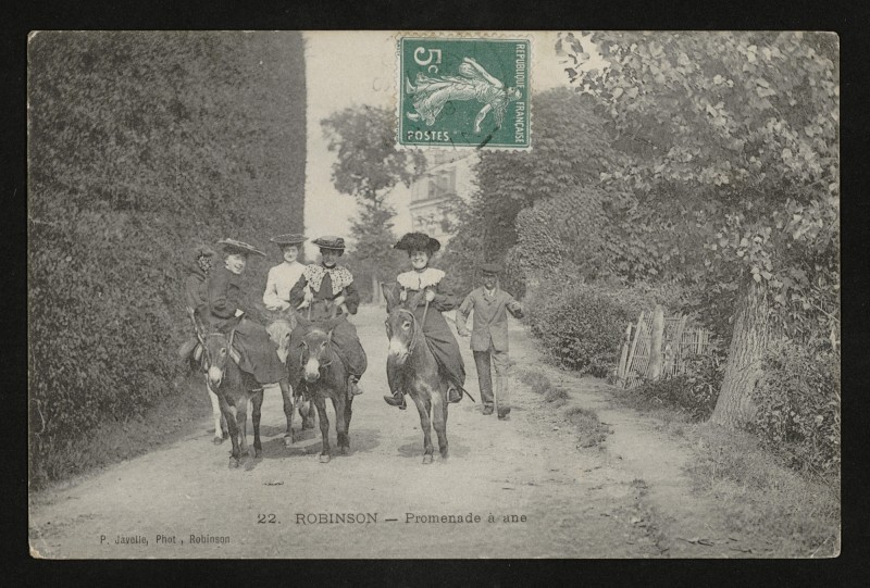 Carte postale ancienne Promenade à âne au Plessis-Robinson