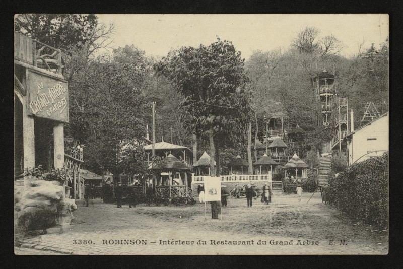 Carte postale ancienne Robinson - Intérieur du Restaurant du Grand arbre au Plessis-Robinson