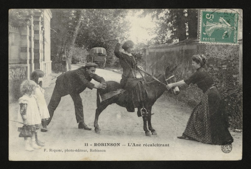 Carte postale ancienne Robinson - L'Ane récalcitrant au Plessis-Robinson