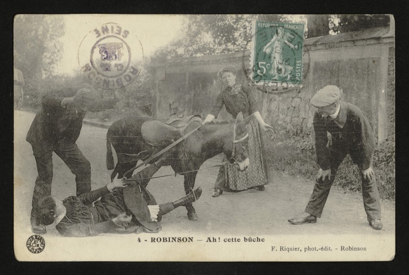 Carte postale ancienne Robinson - Ah ! cette bûche au Plessis-Robinson