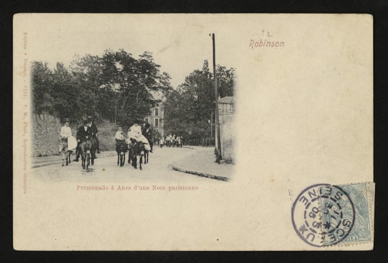 Carte postale ancienne Robinson - Promenade à Anes d'une noce parisienne au Plessis-Robinson