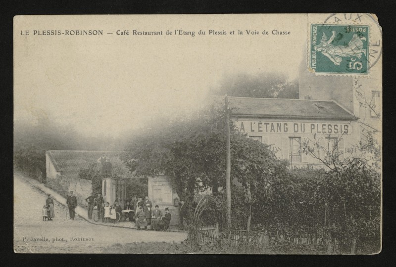 Carte postale ancienne Café Restaurant de l'Etang du Plessis et la Voie de Chasse au Plessis-Robinson