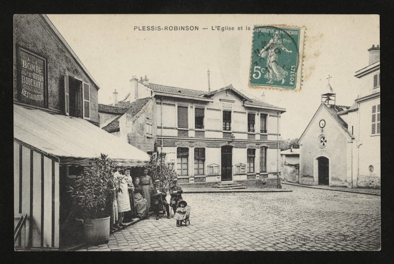 Carte postale ancienne L'Eglise et la Mairie au Plessis-Robinson