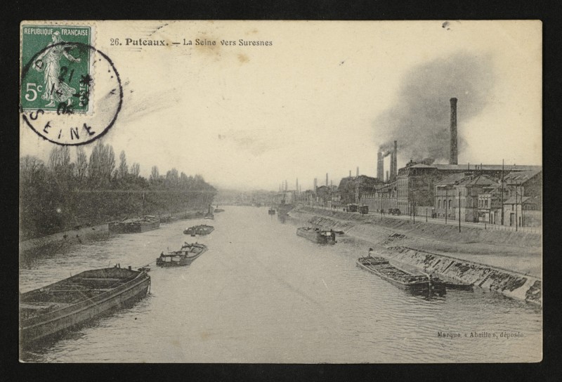 Carte postale ancienne La Seine vers Suresnes à Puteaux