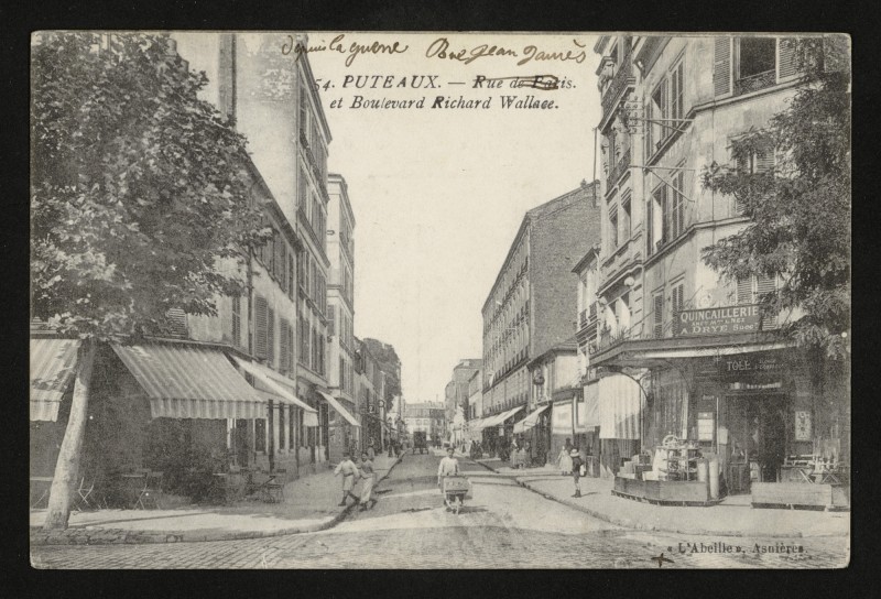 Carte postale ancienne Rue de Paris et Boulevard Richard-Wallace à Puteaux