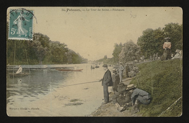 Carte postale ancienne Le Tour de Seine - Pêcheurs à Puteaux