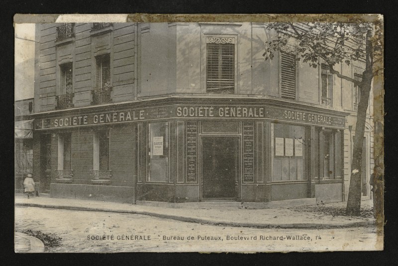 Carte postale ancienne Société générale - Bureau de Puteaux, Boulevard Richard-Wallace à Puteaux