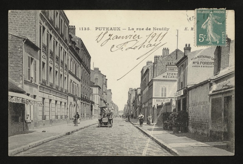 Carte postale ancienne La rue de Neuilly à Puteaux