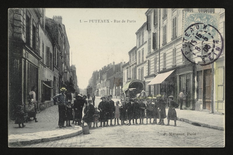 Carte postale ancienne Rue de Paris à Puteaux