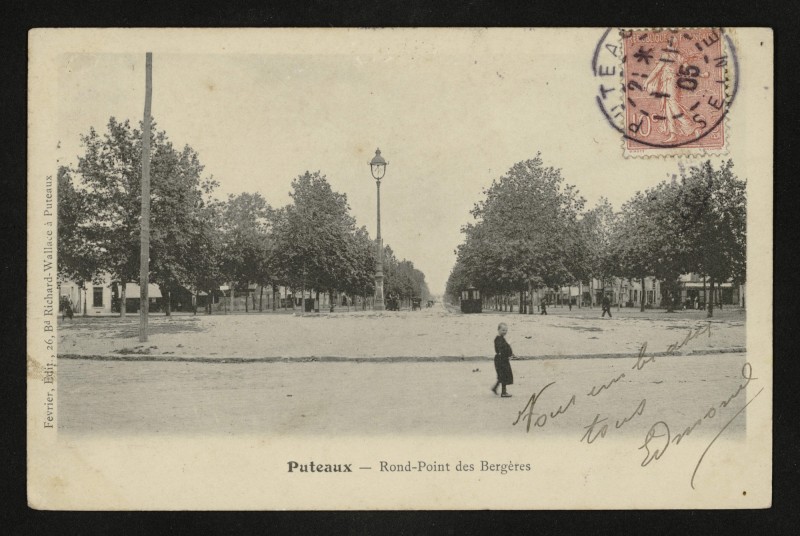 Carte postale ancienne Rond-Point des Bergères à Puteaux