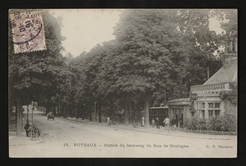 Carte postale ancienne Station du Tramway du Bois de Boulogne à Neuilly-sur-Seine