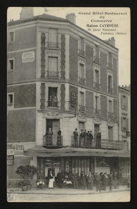 Carte postale ancienne Grand Hôtel-restaurant du Commerce - Maison Cayrouse 19 Quai National à Puteaux