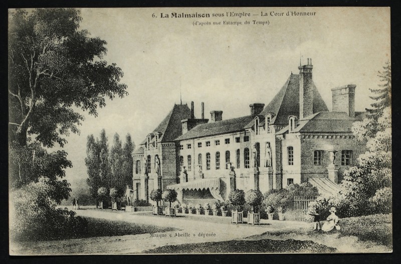 Carte postale ancienne La Malmaison sous l'Empire. - La Cour d'Honneur (d'après une Estampe du Temps) à Rueil-Malmaison