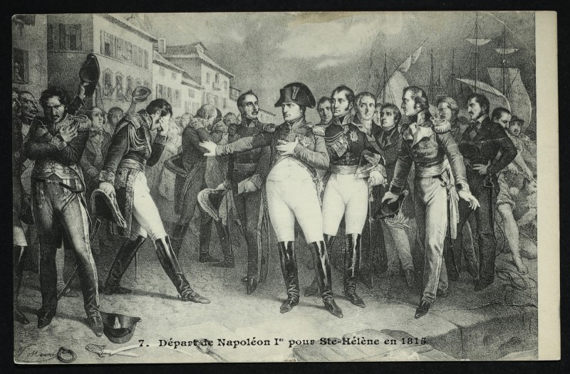 Carte postale ancienne Départ de Napoléon Ier pour Ste-Hélène en 1815 à Rueil-Malmaison