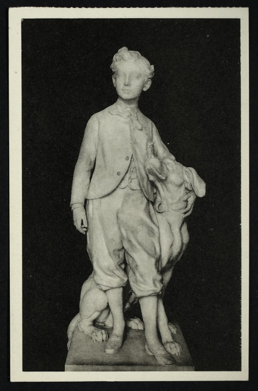 Carte postale ancienne Château de Malmaison. Carpeaux. Le Prince impérial avec son chien à Rueil-Malmaison