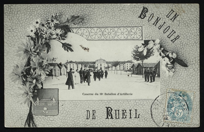 Carte postale ancienne Caserne du 16è Bataillon d'Artillerie à Rueil-Malmaison
