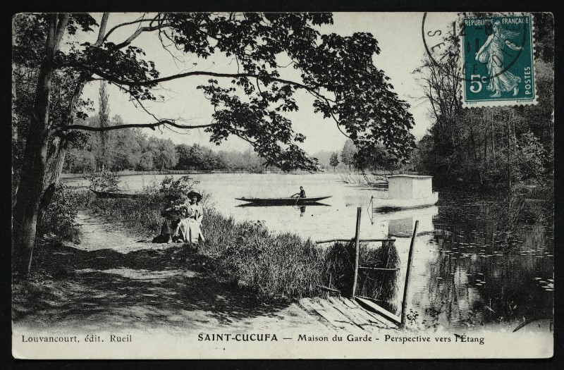 Carte postale ancienne Saint-Cucufa - Maison du Garde - Perspective vers l'Etang à Rueil-Malmaison