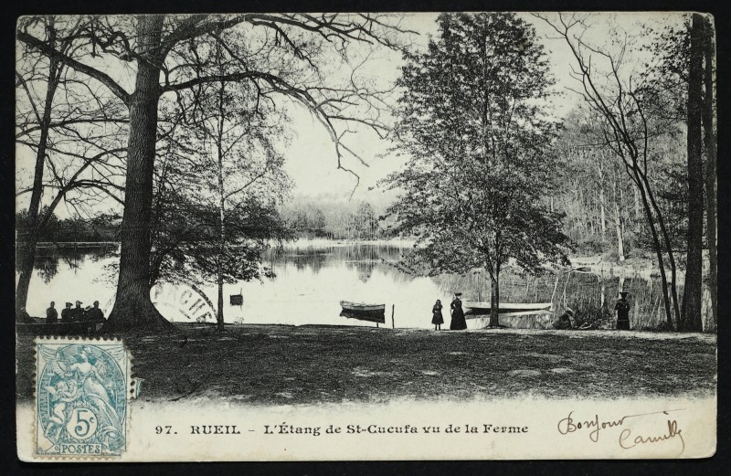 Carte postale ancienne L'Etang de St-Cucufa vu de la Ferme à Rueil-Malmaison