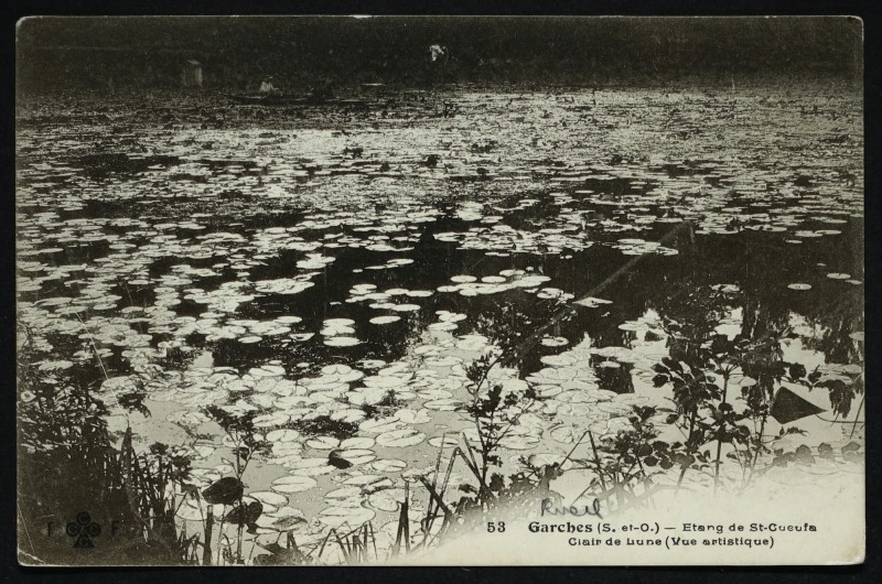 Carte postale ancienne Etang de St-Cucufa - Clair de lune (Vue artistique) à Rueil-Malmaison