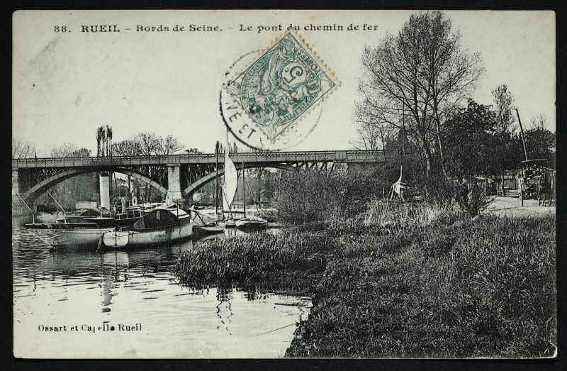 Carte postale ancienne Bords de Seine. - Le pont du chemin de fer à Rueil-Malmaison