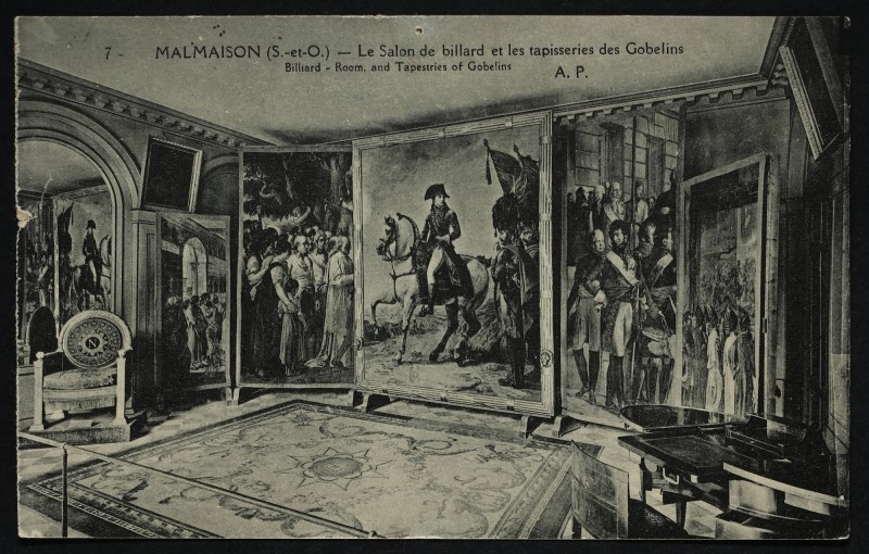 Carte postale ancienne Malmaison (Seine-et-Oise) - Le Salon de Billard et les tapisseries des Gobelins ; Billard-Room and Tapestries of Gobelins à Rueil-Malmaison