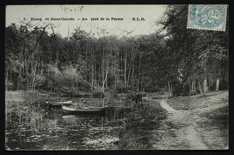 Carte postale ancienne Etang de Saint-Cucufa - Au pied de la Ferme à Rueil-Malmaison