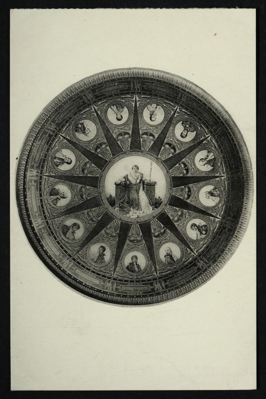 Carte postale ancienne La Table des Maréchaux. Plateau dessiné par Percier. Miniatures d'Isabey à Rueil-Malmaison