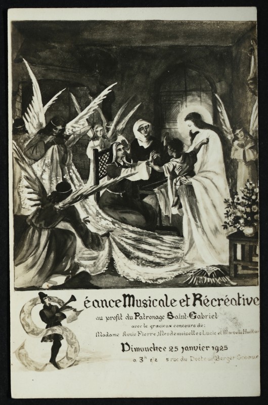 Carte postale ancienne Séance musicale et récréative au profit du Patronage Saint-Gabriel [...] Dimanche 25 janvier 1925 [...] 5 rue du Docteur Berger Sceaux à Sceaux