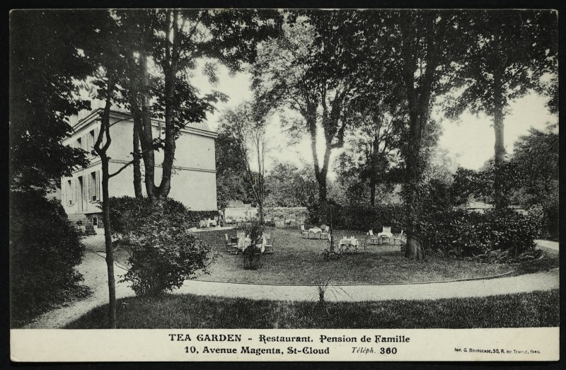 Carte postale ancienne Tea Garden - restaurant. Pension de Famille à Saint-Cloud