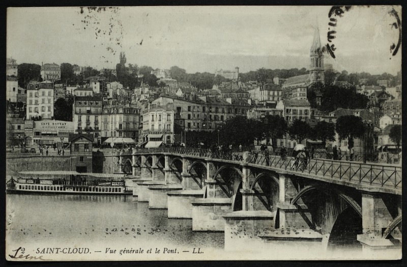 Carte postale ancienne Vue générale et le pont à Saint-Cloud