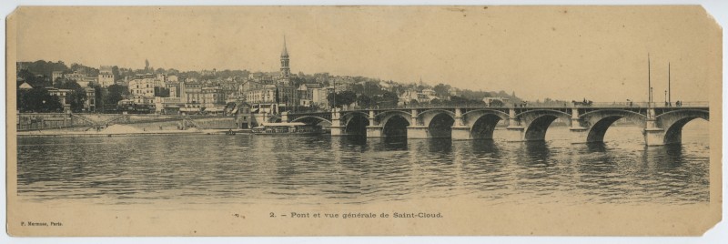 Carte postale ancienne Pont et Vue générale de saint-cloud à Saint-Cloud