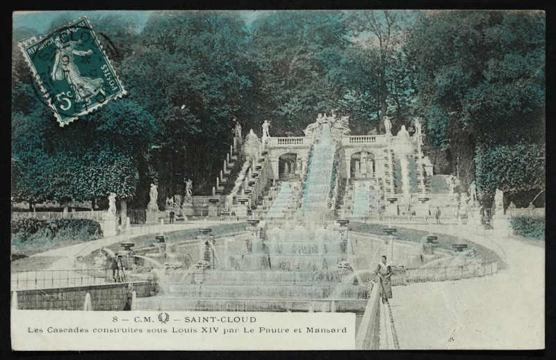 Carte postale ancienne Les Cascades, construites sous Louis Xiv par Lepautre et Mansard à Saint-Cloud