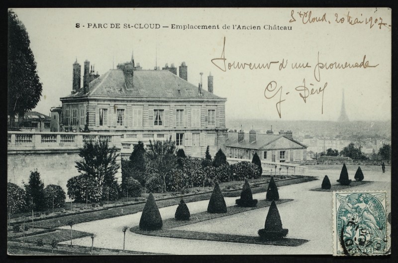 Carte postale ancienne Emplacement de l'Ancien Château à Saint-Cloud