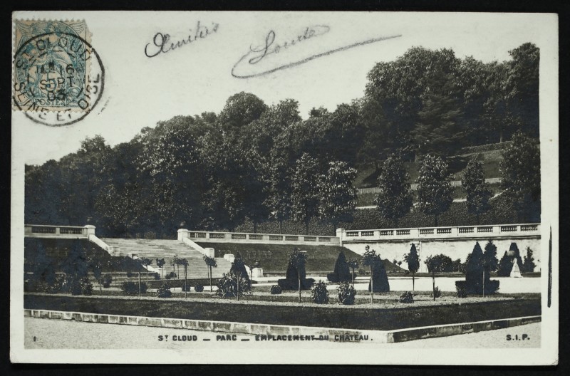 Carte postale ancienne Emplacement du Château à Saint-Cloud