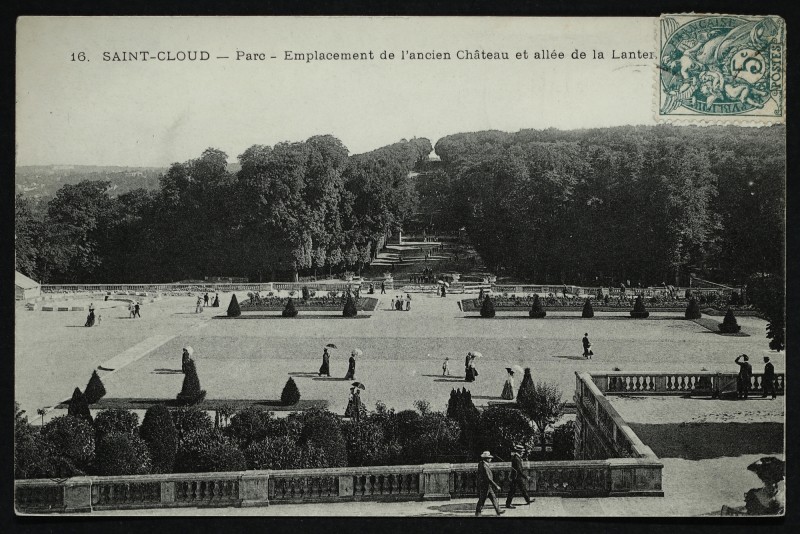Carte postale ancienne Emplacement de l'ancien Château et allée de la Lanterne à Saint-Cloud