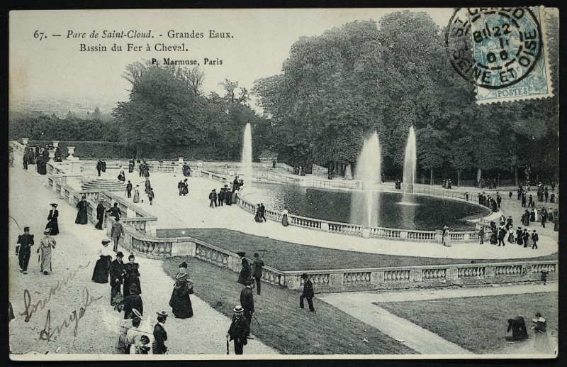 Carte postale ancienne Grandes Eaux - Bassin du Fer à Cheval à Saint-Cloud