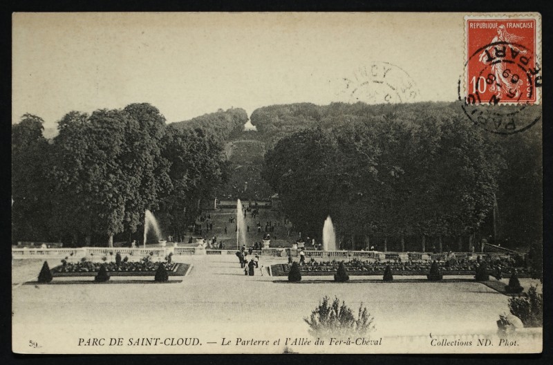 Carte postale ancienne Le Parterre et l'Allée du Fer à Cheval à Saint-Cloud