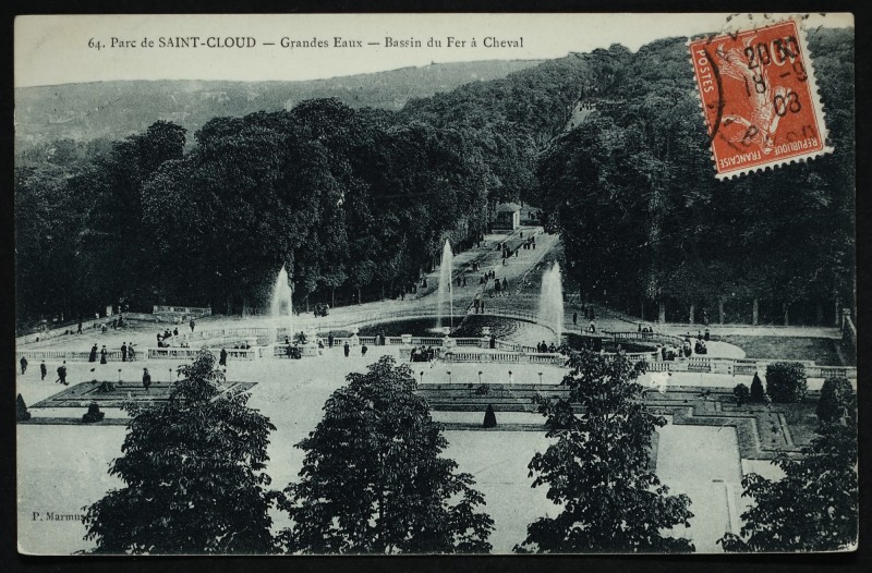 Carte postale ancienne Grandes Eaux - Bassin du Fer à Cheval à Saint-Cloud