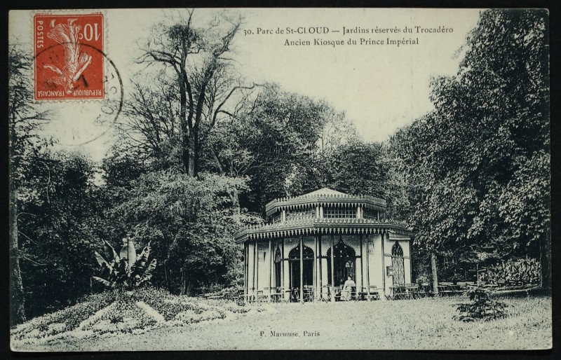 Carte postale ancienne Jardins réservés du Trocadéro - Ancien Kiosque du Prince Impérial à Saint-Cloud