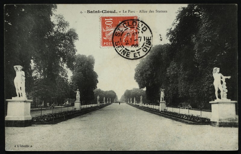 Carte postale ancienne Allées des Statues à Saint-Cloud