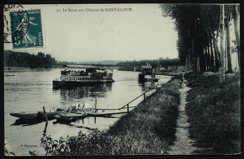 Carte postale ancienne La Seine aux Coteaux de Saint-Cloud à Saint-Cloud