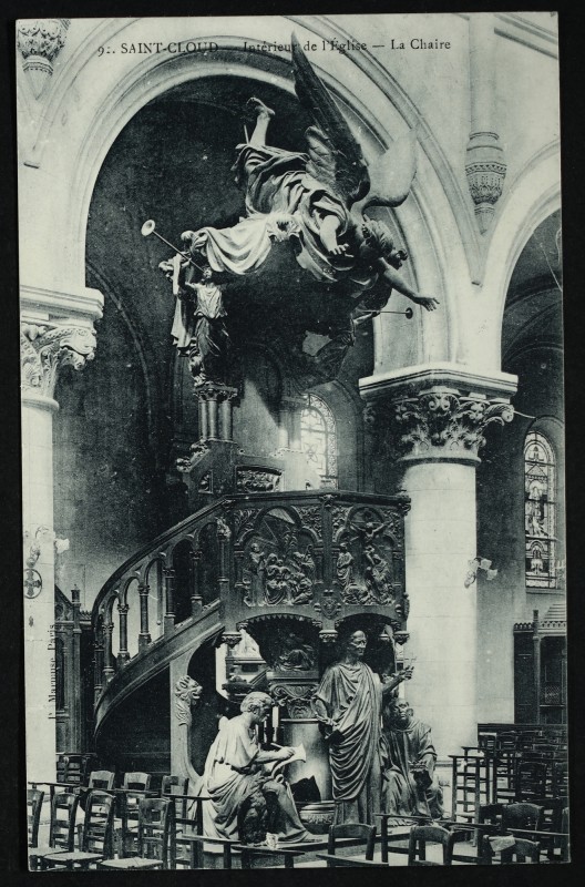 Carte postale ancienne Intérieur de l'Eglise - La Chaire à Saint-Cloud