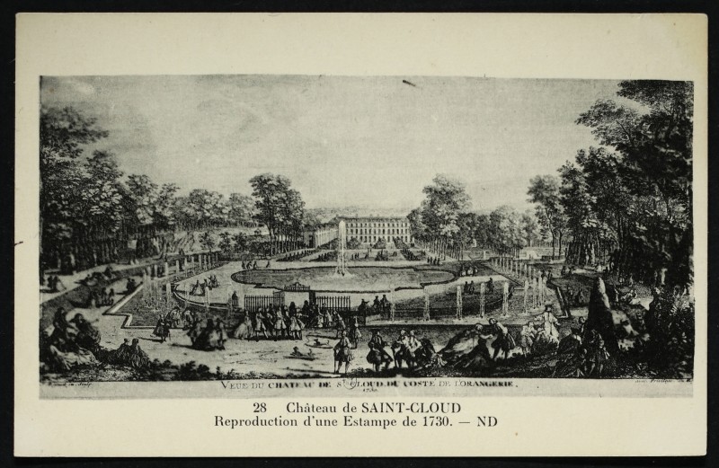 Carte postale ancienne Château de Saint-Cloud. Reproduction d'une estampe de 1730 à Saint-Cloud